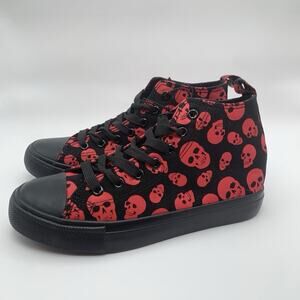 Hot Topic Black Red Skull Print High Top Sneakers Unisex Sz 5 NWT Goth Punk Alt